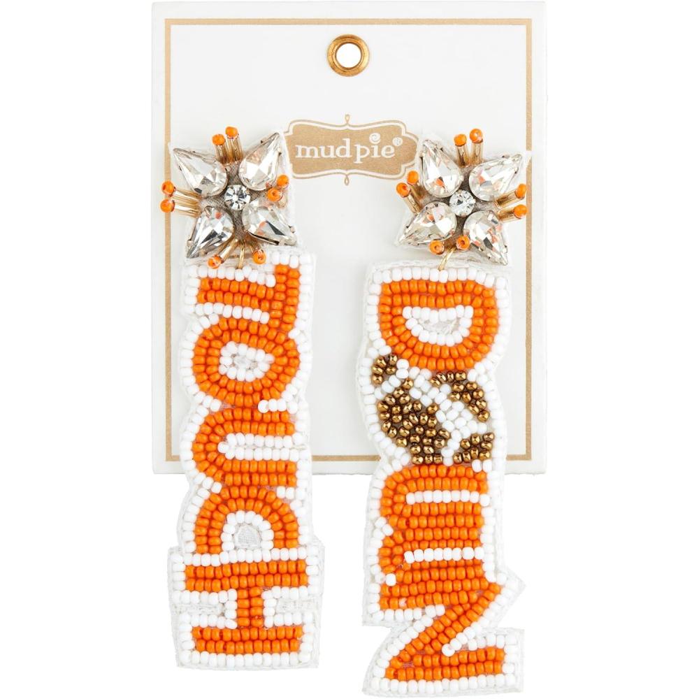 image:imageMud Pie Womens White Gameday Beaded Earrings Touchdown