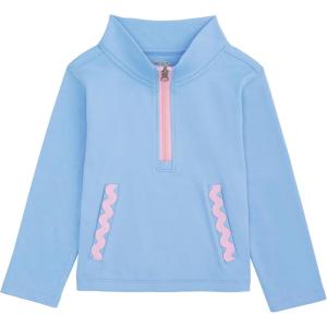 Mud Pie Toddler Girl Quarter Zip Pullover with RIC Rac(Blue)