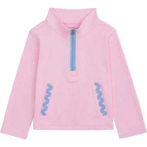 Mud Pie Toddler Girl Quarter Zip Pullover with RIC Rac(Pink)