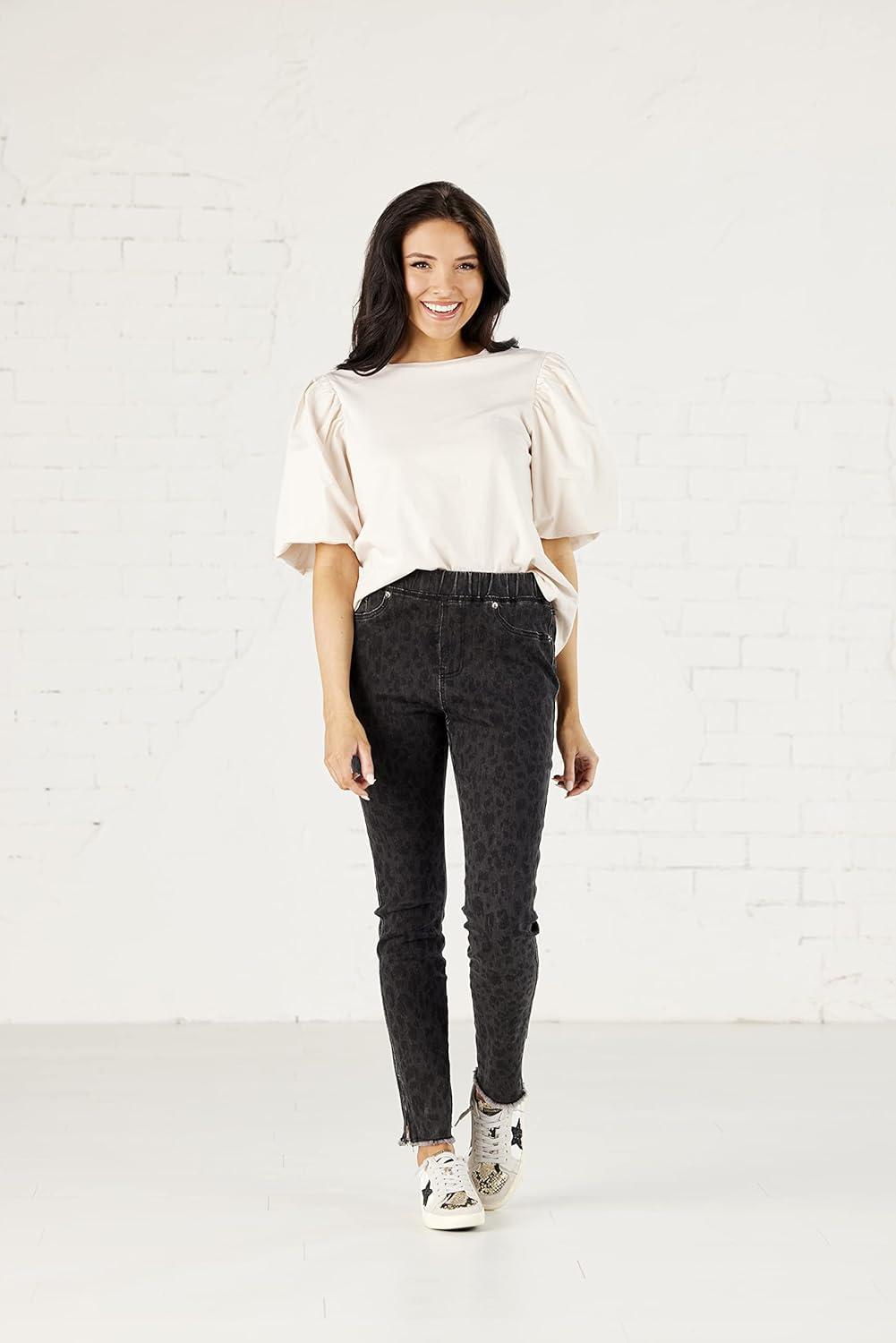 image:imageMud Pie Jetta Zipper Womens Jeans Medium Black Leopard