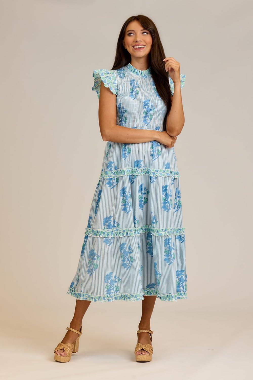 image:imageMud Pie Womens Perin Smocked Midi Dress