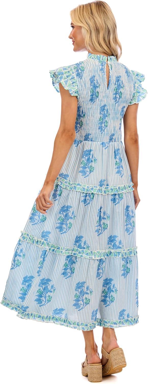 image:imageMud Pie Womens Perin Smocked Midi Dress