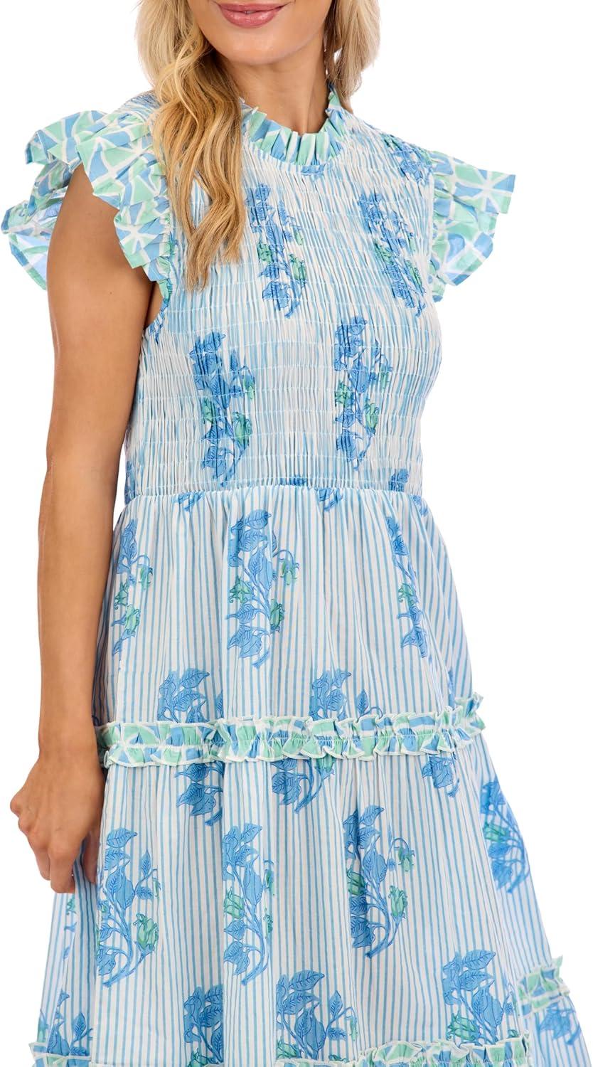 image:imageMud Pie Womens Perin Smocked Midi Dress