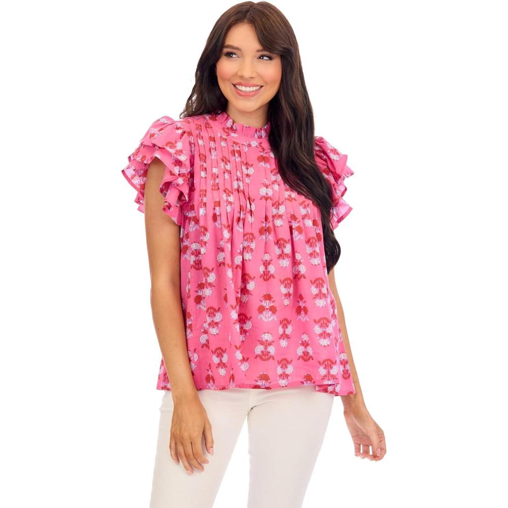 image:imageMud Pie Womens Dolly Flutter Sleeve TopPink