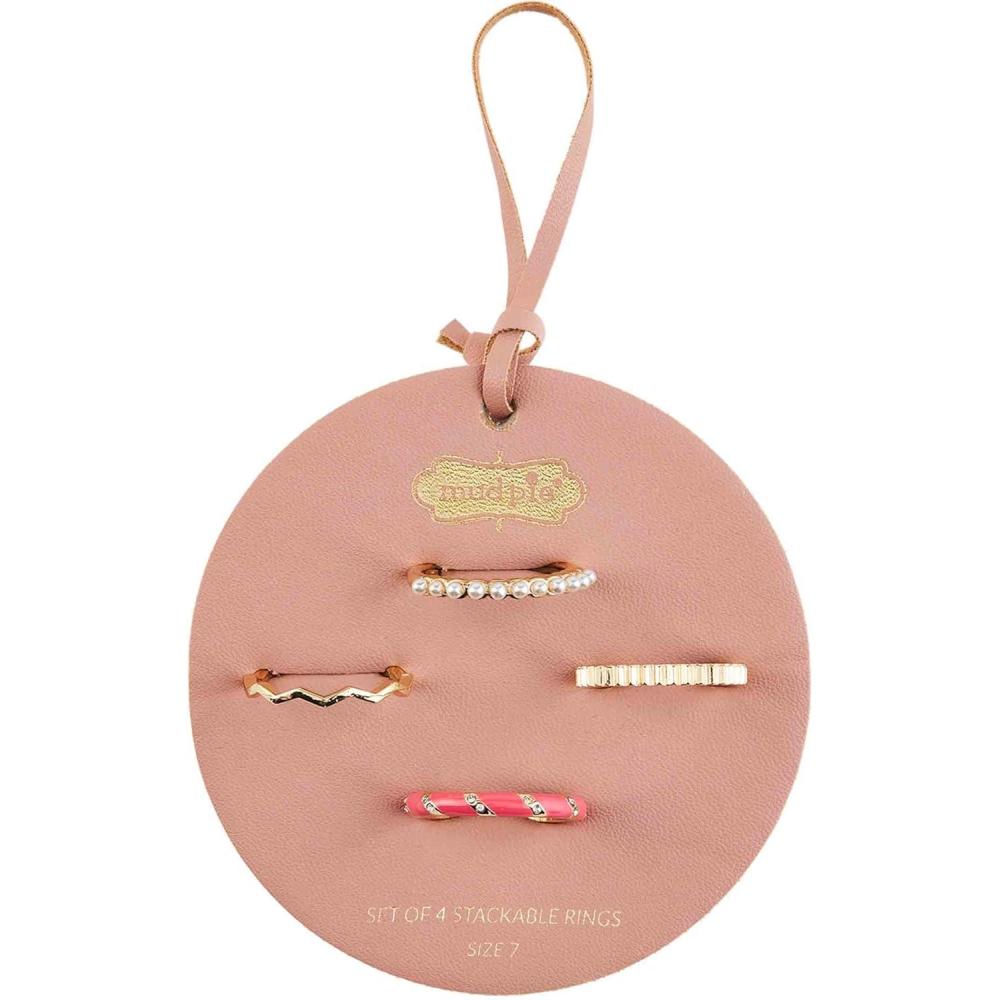 image:imageMud Pie Womens Layered Ring Set Blush One Size