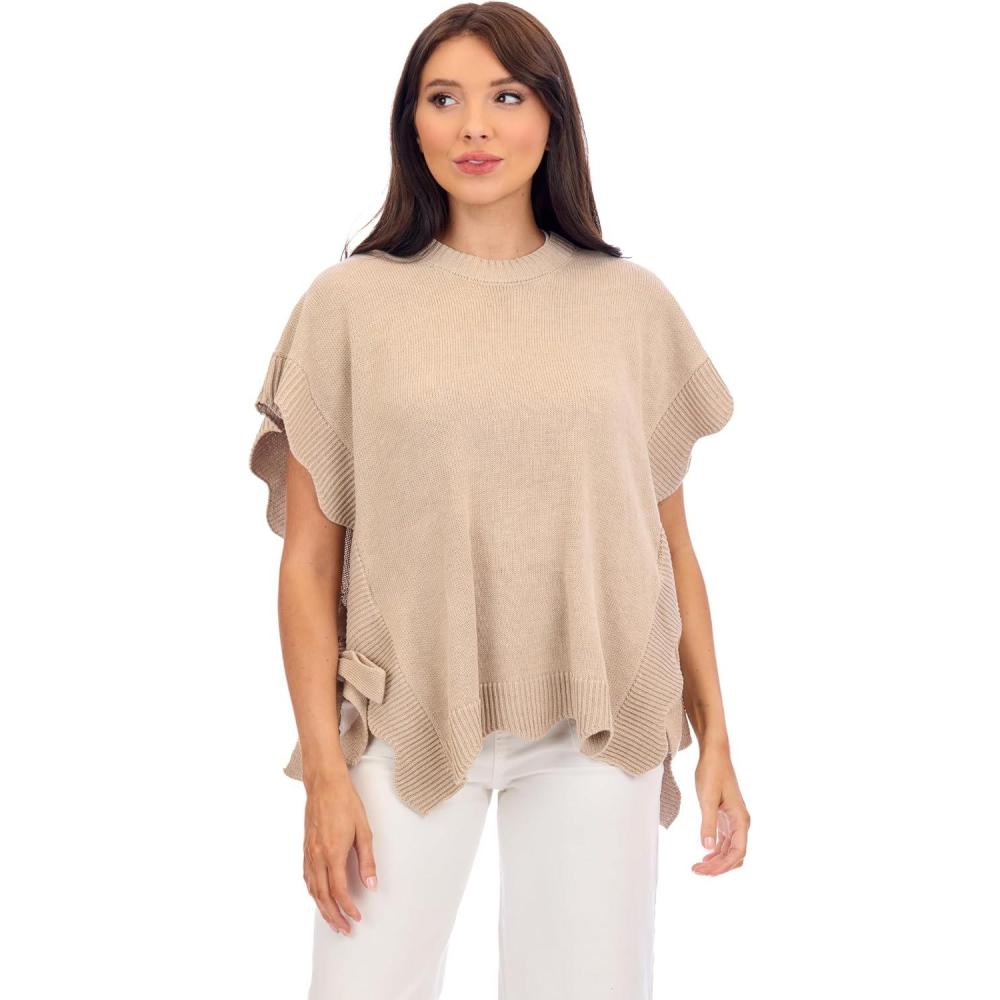 image:imageMud Pie Womens Rigsby Scallop SweaterLight Beige