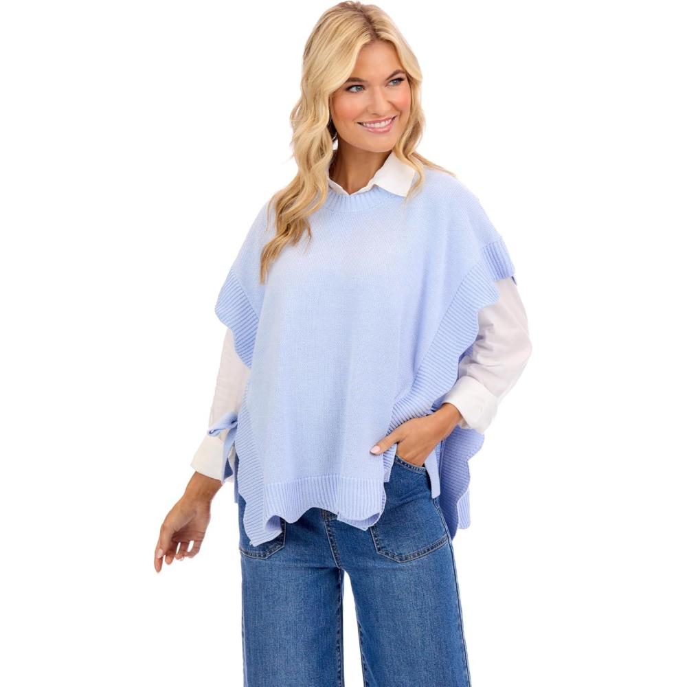 image:imageMud Pie Womens Rigsby Scallop SweaterLightPastel Blue