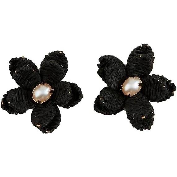 image:imageRaffia Flower EarringsBlack