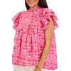 Mud Pie Women’s Dolly Flutter Sleeve Top(Pink)