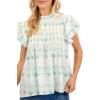 Mud Pie Women’s Dolly Flutter Sleeve Top(White)