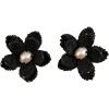 Raffia Flower Earrings(Black)