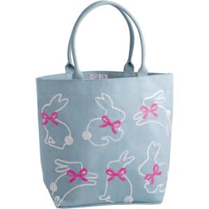 Mud Pie Cotton Canvas Blue Easter Bunny Sequin Tote