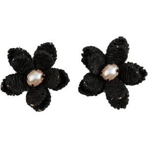 Raffia Flower Earrings(Black)