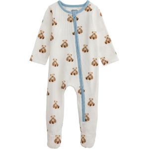 Mud Pie baby-boys Mud Pie Baby Teddy Bear Print Sleeper(White)