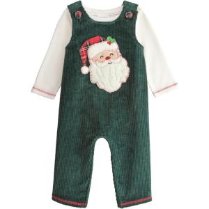 Mud Pie baby-boys Mud Pie Kids Christmas Santa Green Cord Longall Set(Green)
