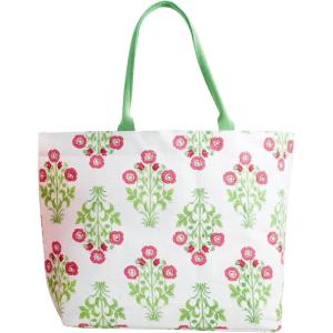 Mud Pie womens Mud Pie Women’s Block Print Tote(Green)