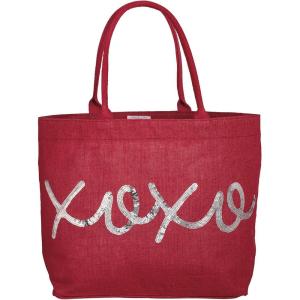 Mud Pie womens Mud Pie Women’s Valentine Sparkle Tote(Red)