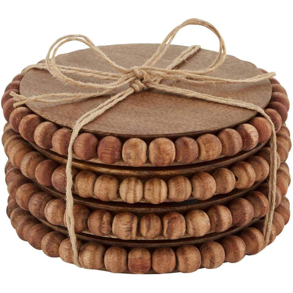 image:imageMud Pie Beaded Wood Coaster Set of 4