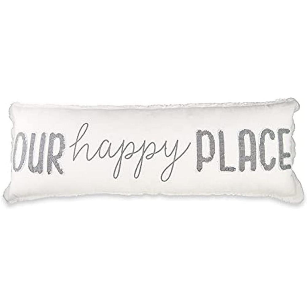 image:imageMud Pie Cream Washed 37 Long Home Decor Our Happy Place Long Zipper Closure Pillow 41600069