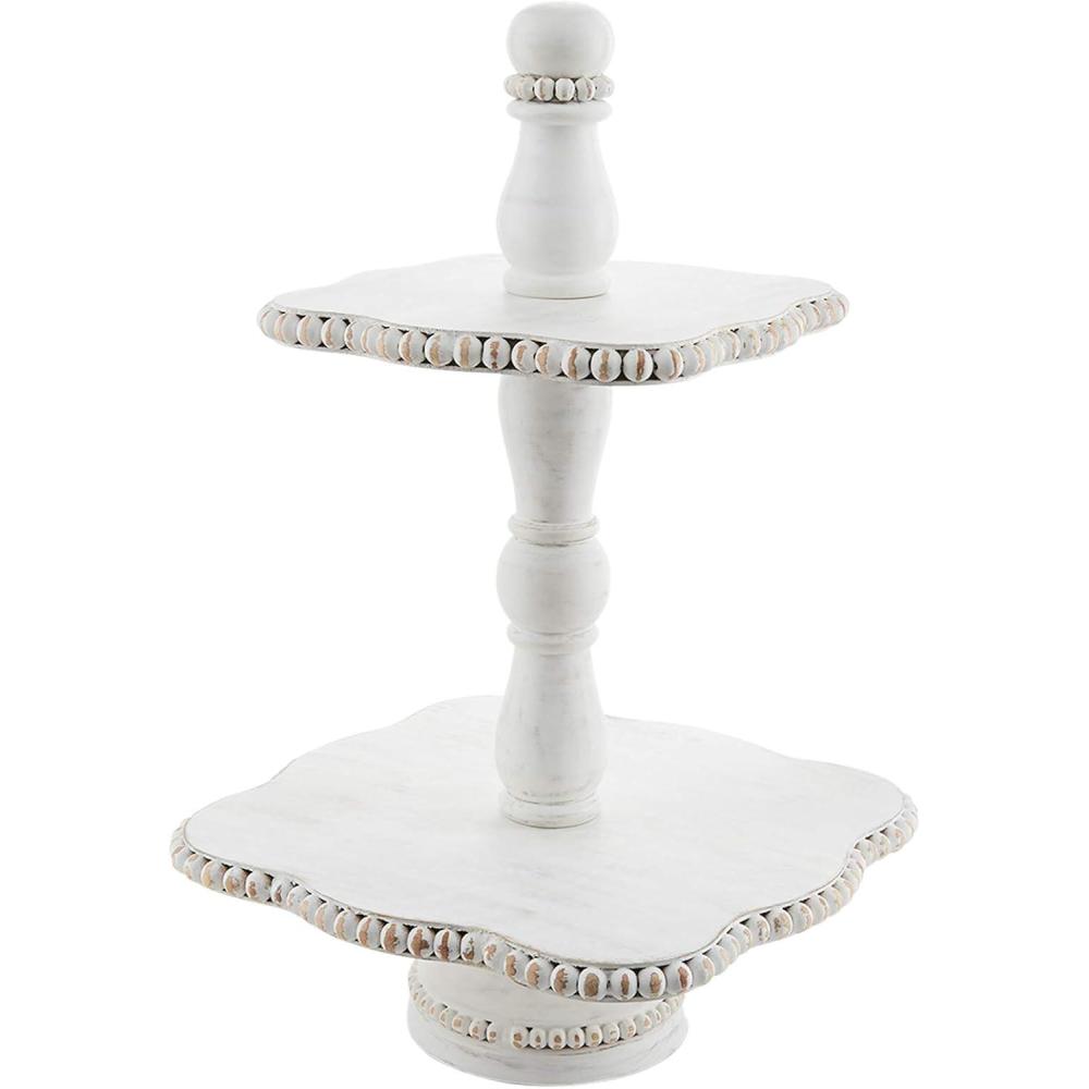 image:imageMud Pie White Beaded Tiered Server 20 x 13White