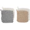 Mud Pie Crocheted Pot Holders, Taupe (8″” x 8″””)(Gray)