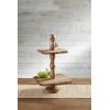 Mud Pie White Beaded Tiered Server, 20″ x 13″(Brown)