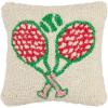 Mud Pie Golf Flag Hook Wool Pillow; 8″ X 8″(Tennis)