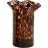 Mud Pie Ruffle Tortoise Glass Vase, Large, 9.5″ x 7.25″