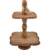 Mud Pie White Beaded Tiered Server, 20″ x 13″(Brown)