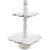 Mud Pie White Beaded Tiered Server, 20″ x 13″(White)