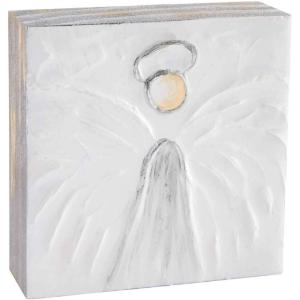 Mud Pie Angel Block Art (Small), White