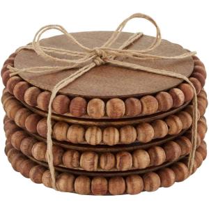 Mud Pie Beaded Wood Coaster Set of 4