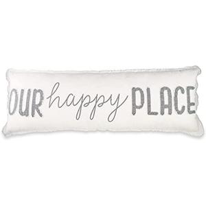 Mud Pie Cream Washed 37″ Long Home Decor Our Happy Place Long Zipper Closure Pillow 41600069