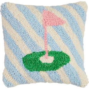 Mud Pie Golf Flag Hook Wool Pillow; 8″ X 8″(Golf)
