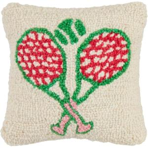 Mud Pie Golf Flag Hook Wool Pillow; 8″ X 8″(Tennis)