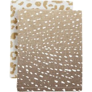 Mud Pie Leopard Towel Set, Zebra, 26″ x 16.5″(Fawn)