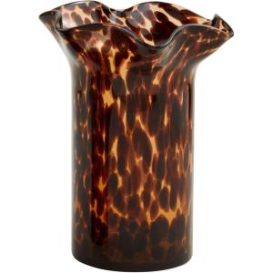 Mud Pie Ruffle Tortoise Glass Vase, Large, 9.5″ x 7.25″