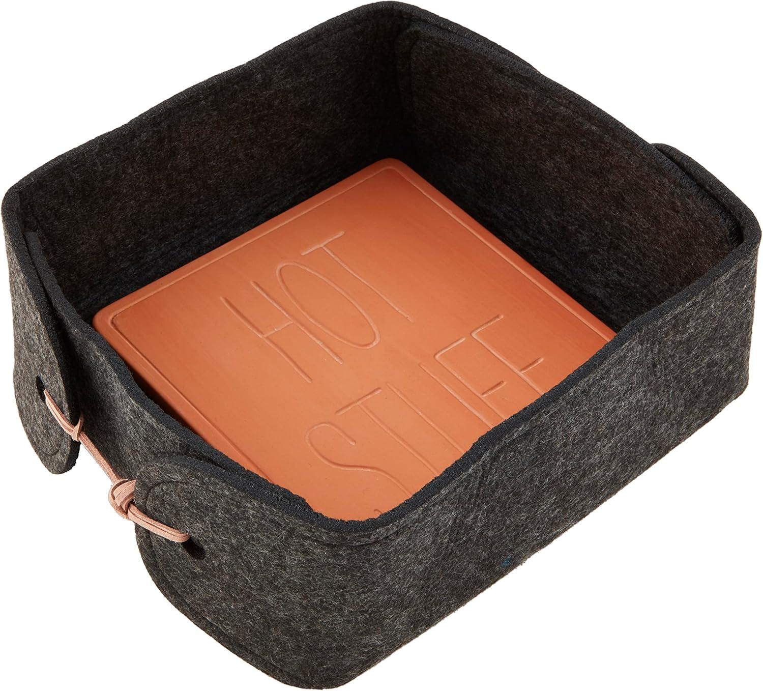 image:imageMud Pie Bread Basket Warming Tile Set basket 10 x 9 tile 8 14 x 7 14