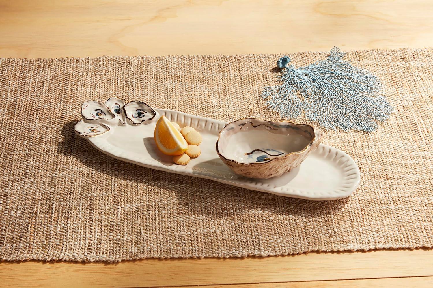 image:imageMud Pie Oyster Tidbit And Tray Set tray 4 x 14 dip 2 x 5