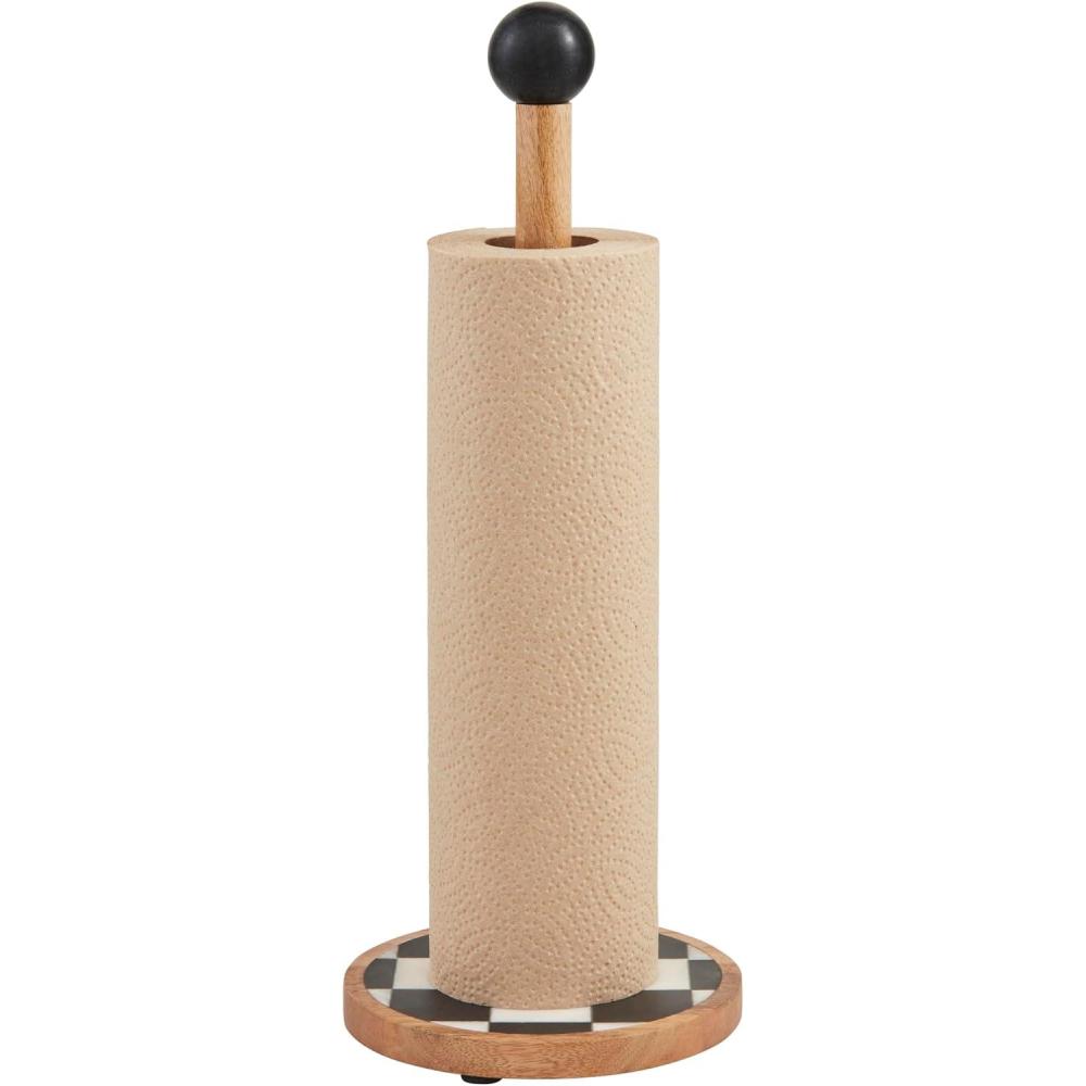 image:imageMud Pie Checkered Marble Paper Towel Holder 15 12 x 6 Dia Checkered