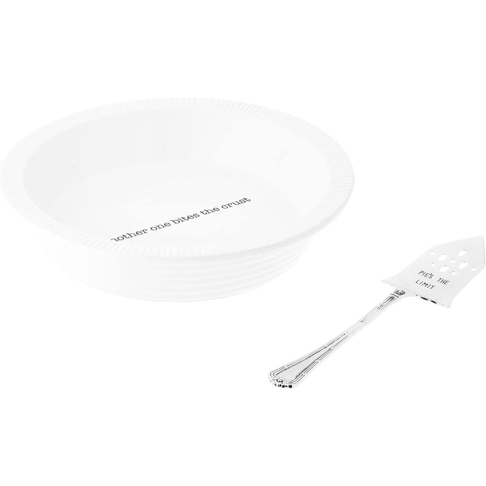 image:imageMud Pie Circa Pie Plate with Server WhiteSilver Plate 225 x 11 Dia Server 10