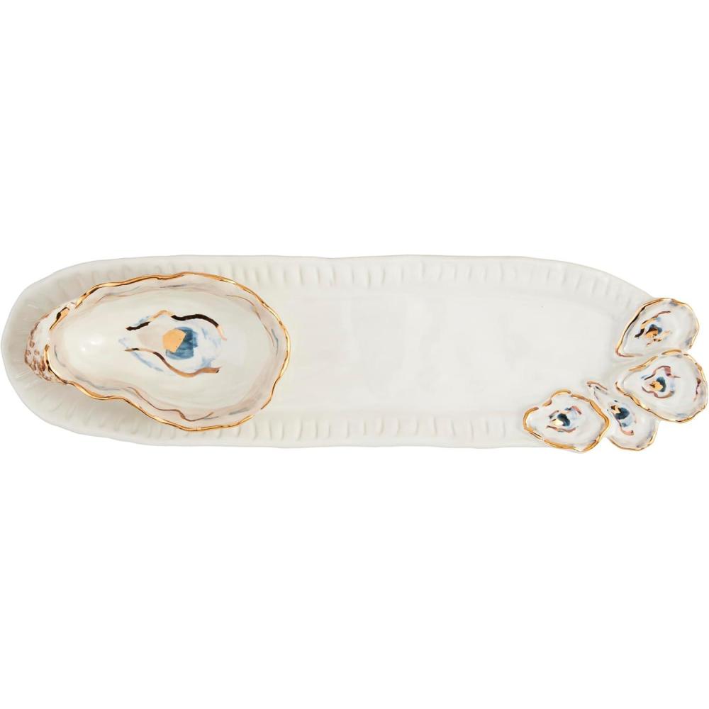 image:imageMud Pie Oyster Tidbit And Tray Set tray 4 x 14 dip 2 x 5
