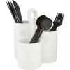 Mud Pie Fork, Knife and Spoon Utensil Holder, White, 8″ x 7″ dia