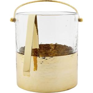 Mud Pie Gold Ice Bucket and Tongs Set, bucket 8 1/2″ x 7 1/2″ dia | tongs 6 1/2″