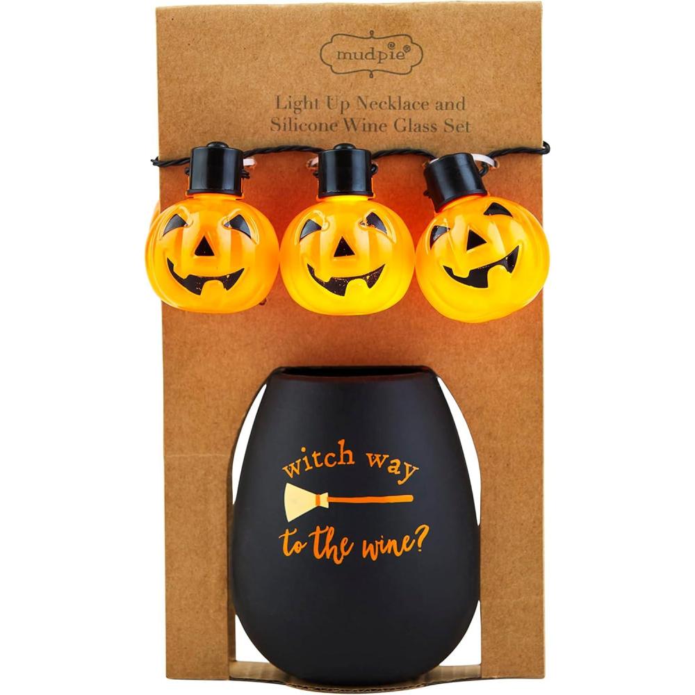 image:imageMud Pie Light Up Halloween Wine Glass Set Witch Way 3 x 3 12Witch Way