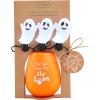 Mud Pie Light Up Halloween Wine Glass Set, Witch Way, 3″ x 3 1/2(Here for the Boos)