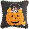 Mud Pie Mini Halloween Pillows, Pumpkin, 8″ x 8″