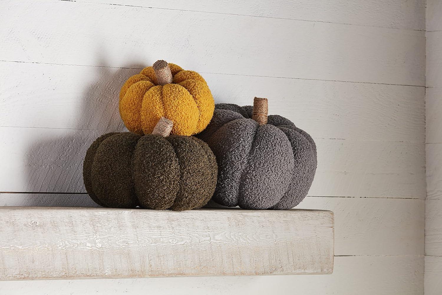 image:imageMud Pie Shearling Fablic Pumpkin Dcor Yellow Small