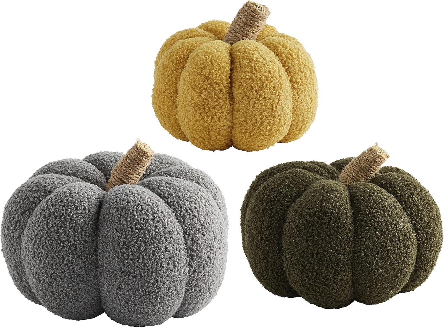 image:imageMud Pie Shearling Fablic Pumpkin Dcor Yellow Small