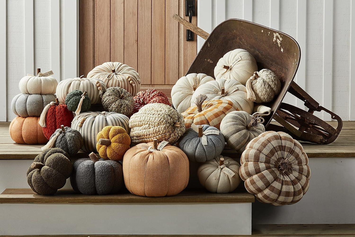 image:imageMud Pie Shearling Fablic Pumpkin Dcor Yellow Small